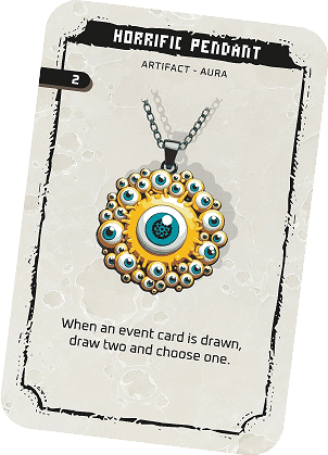 Horrific pendant draws weakness